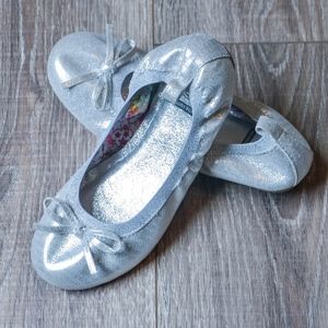 Metallic Silver Glitter Slip-on Ballet Flats